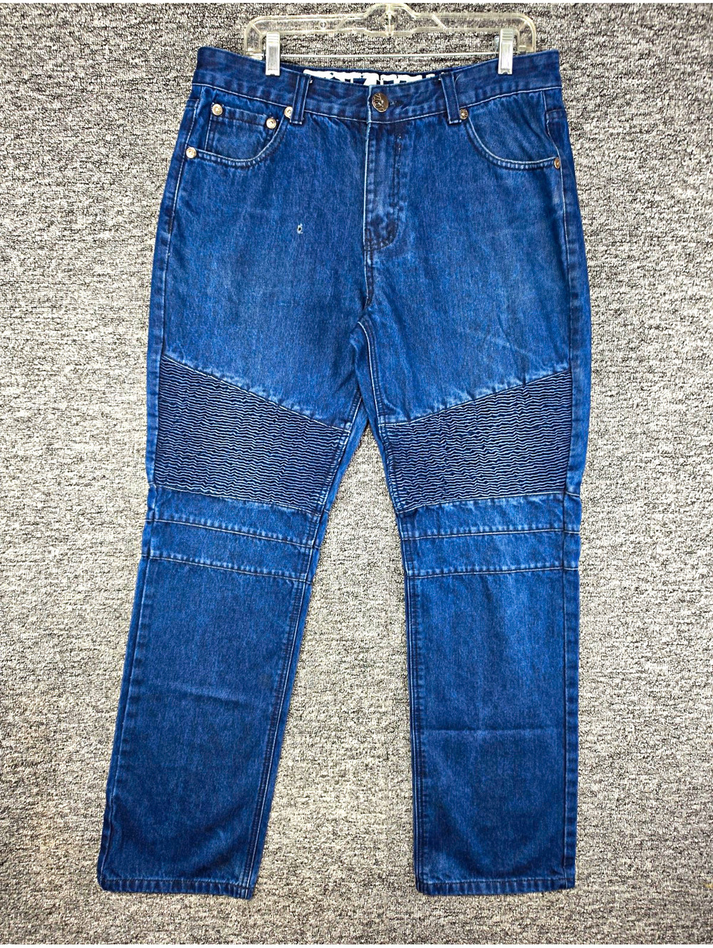 Noiz Jeans Premium Denim Regular Fit Dark Wash Blue Straight Leg Jeans Men 36x32